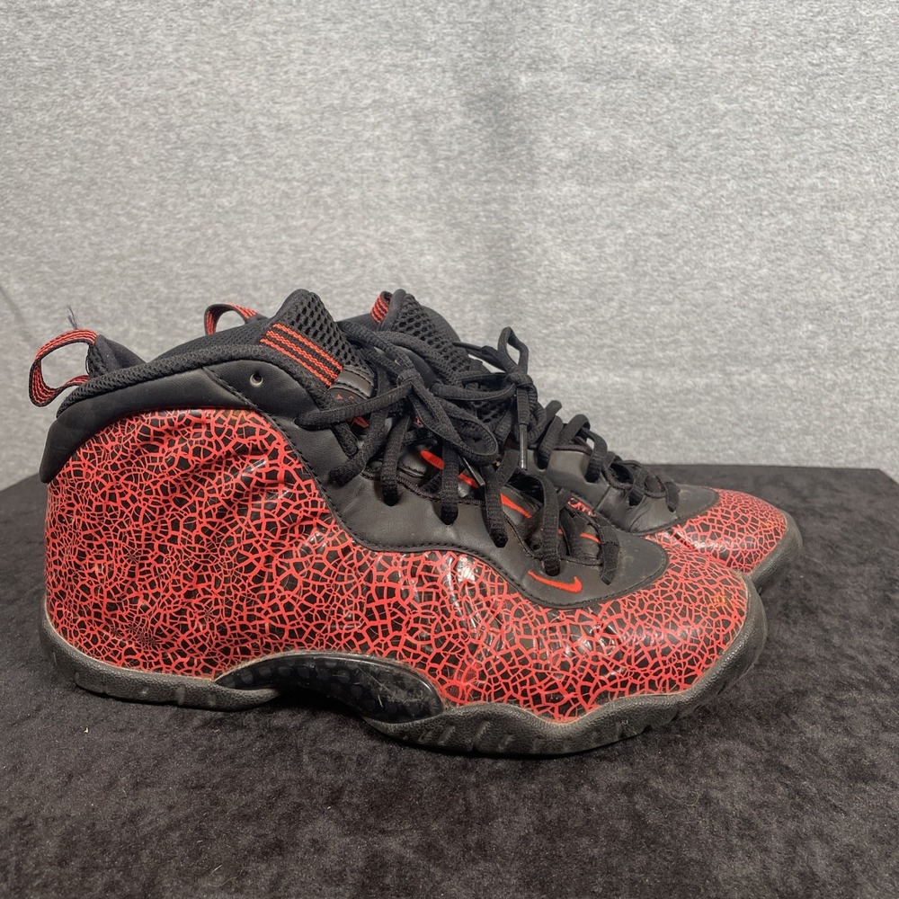 Nike Air Foamposite One Black Red Crackle Basketball Shoes Youth 7Y 644791-012